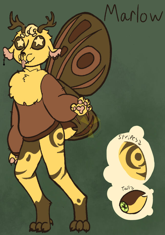 Anthro Ref Sheet - Flatcolor Fullbody, Closeup of details